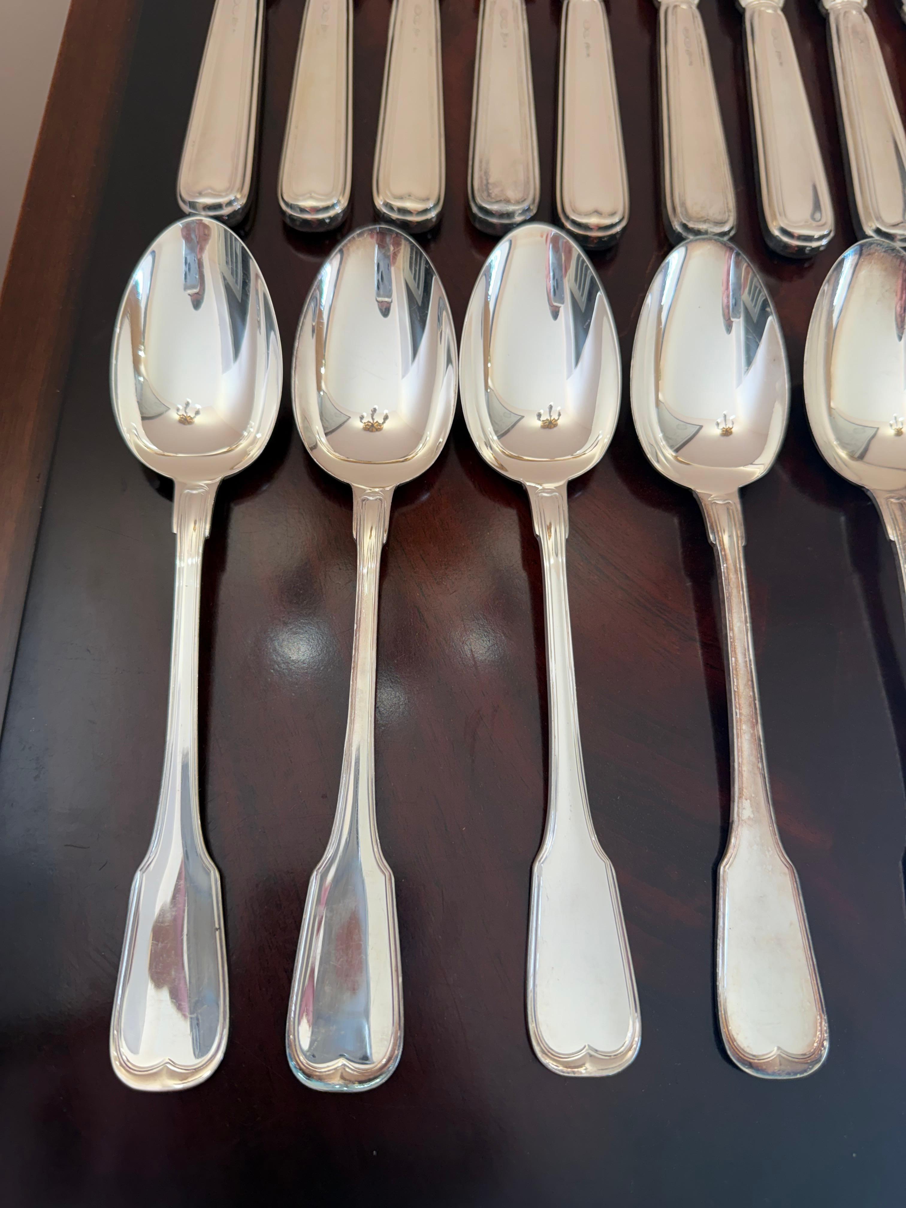 Set di posate in argento 800 da 36 pezzi, Made in Italy, anni '80 In condizioni buone in vendita a Palermo, IT