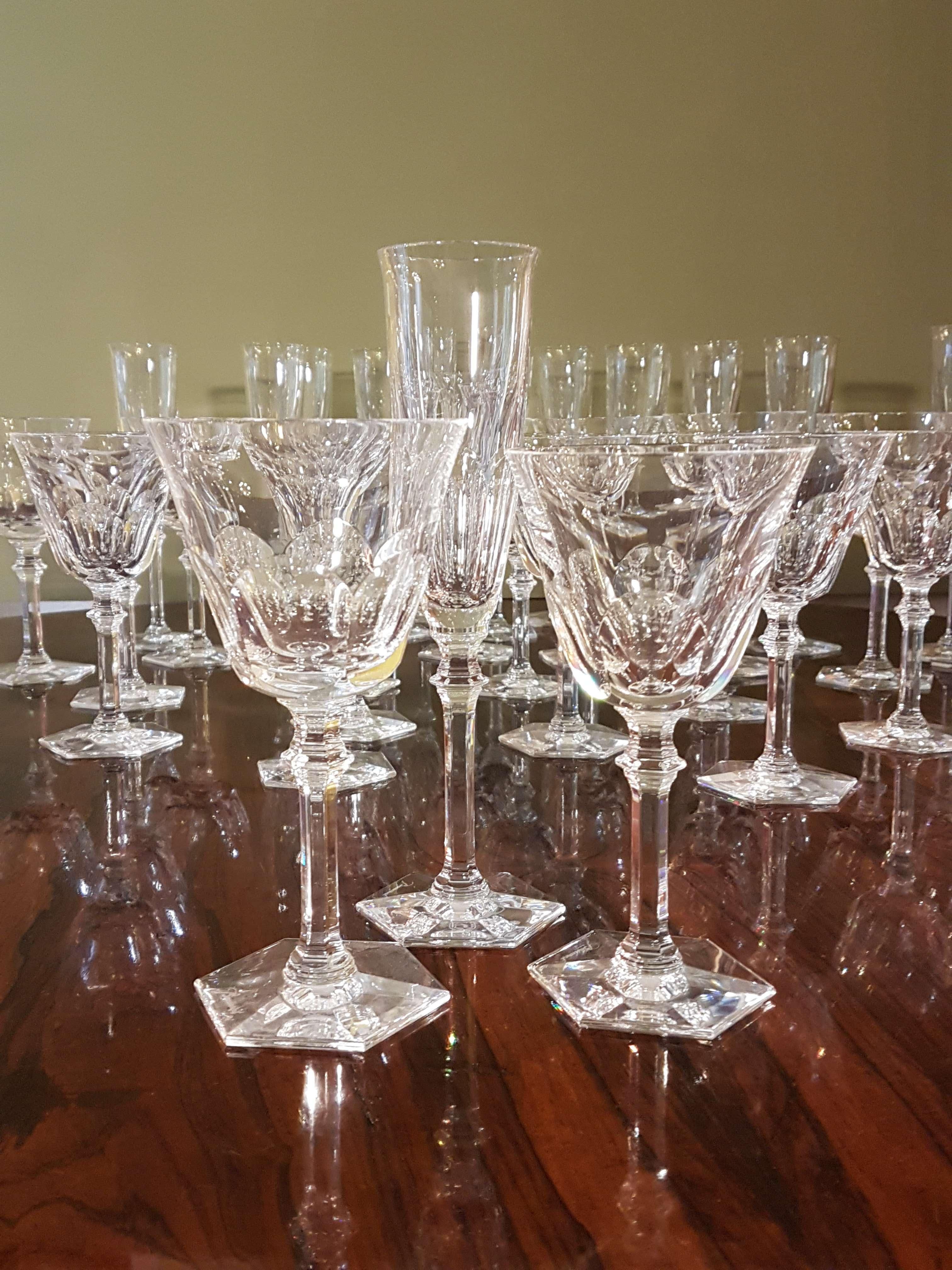 Hand-Carved 36-Piece Set of Baccarat Crystal 