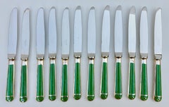 36 Piece Set of French Christofle "Talisman Vert" Chinese Lacquer Plated Silver