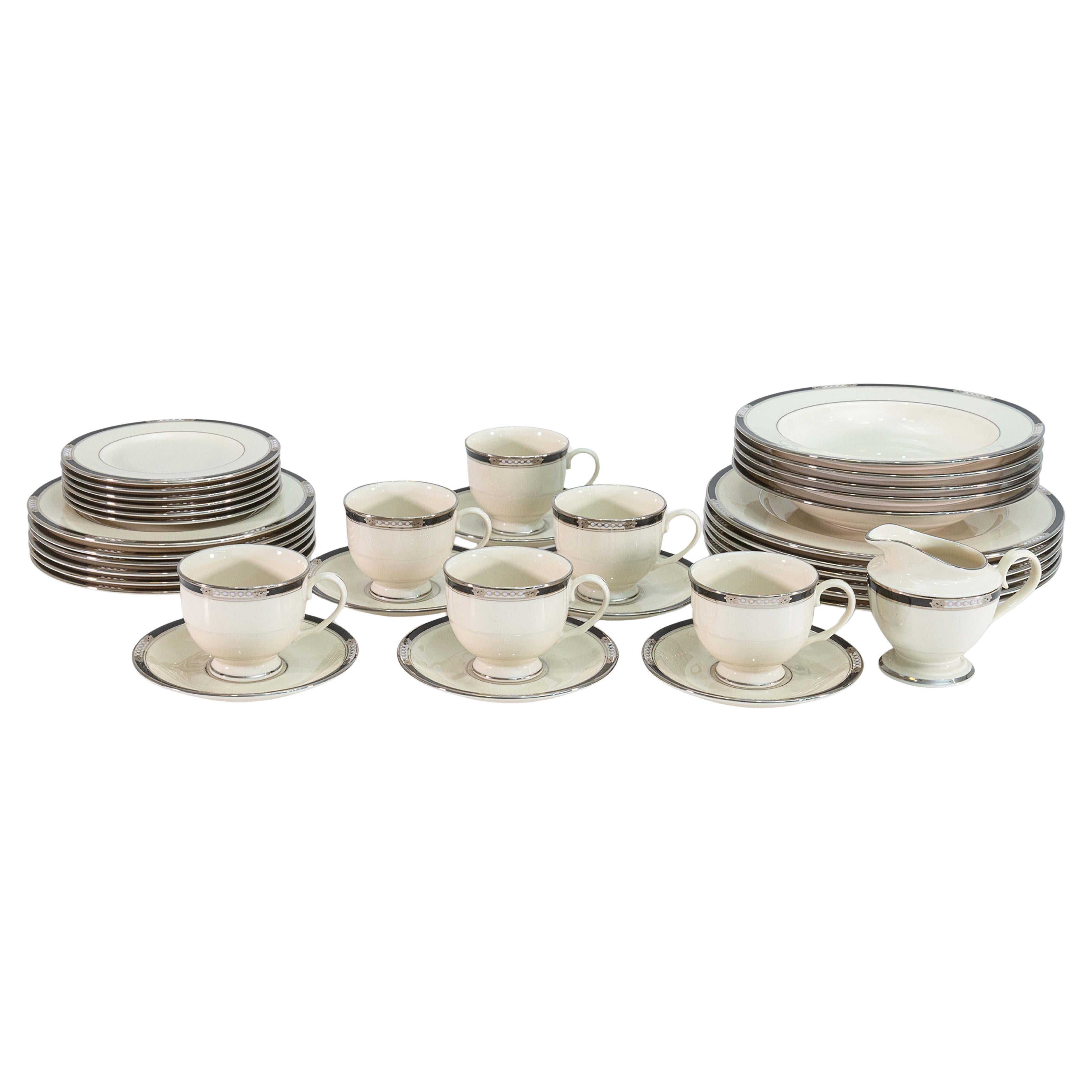 Vajilla de 36 piezas de porcelana de platino Hancock de la Colección Presidencial de Lenox
