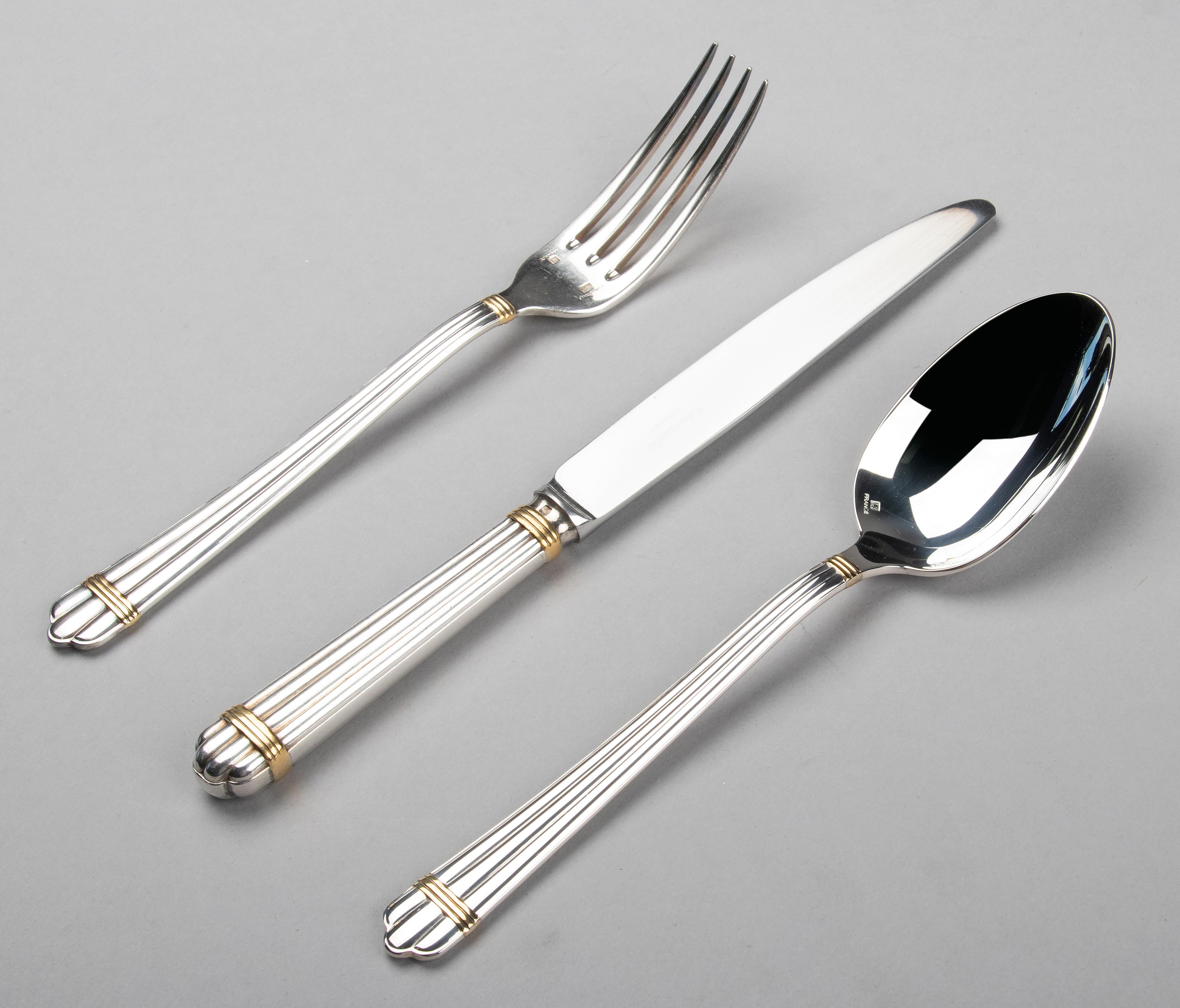 French 36-Piece set of Modern Silver-plate Flatware by Christofle Model Aria