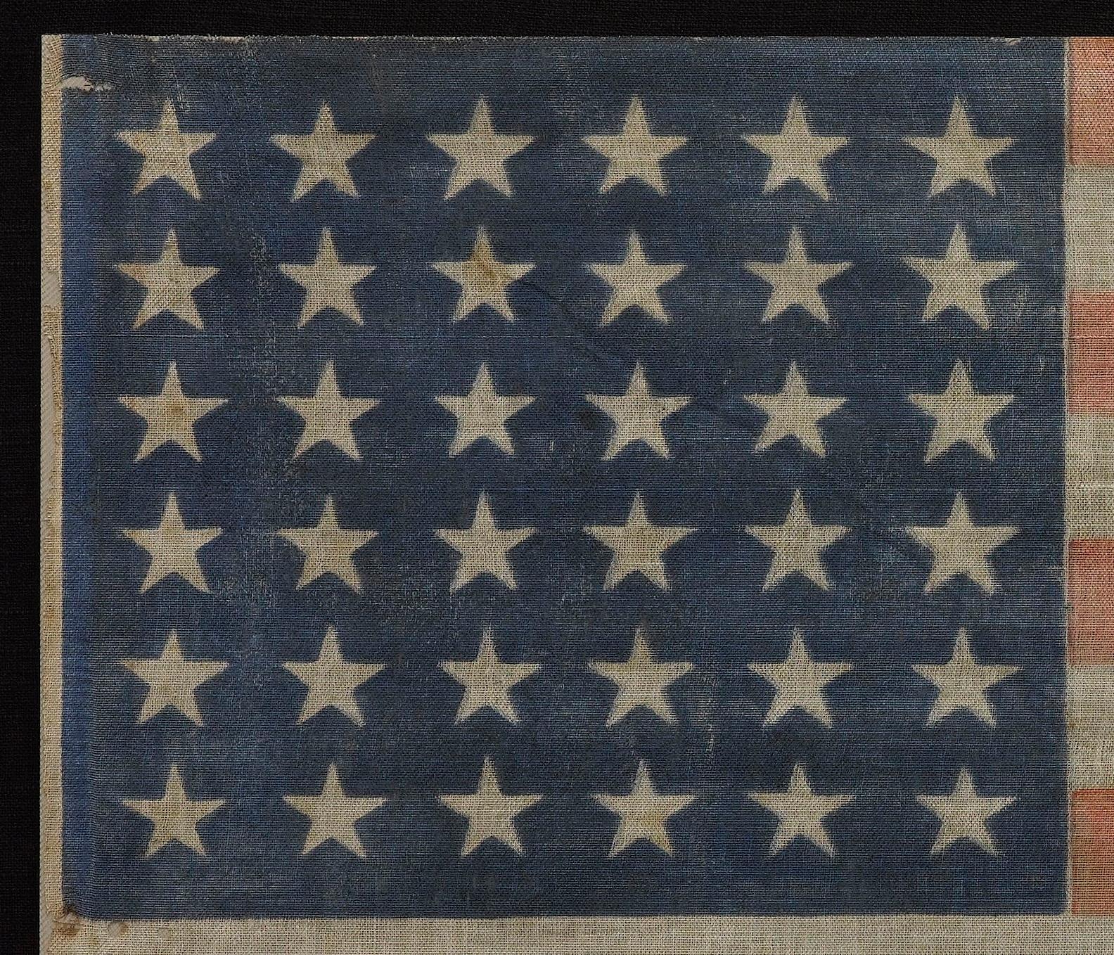 Milieu du XIXe siècle Drapeau de parade américain imprimé à 36 étoiles, Circa 1865-1867 en vente