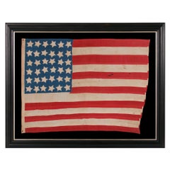 36 Star Antique American Flag, Cornflower blue Canton, ca 1864-1867, Nevada 