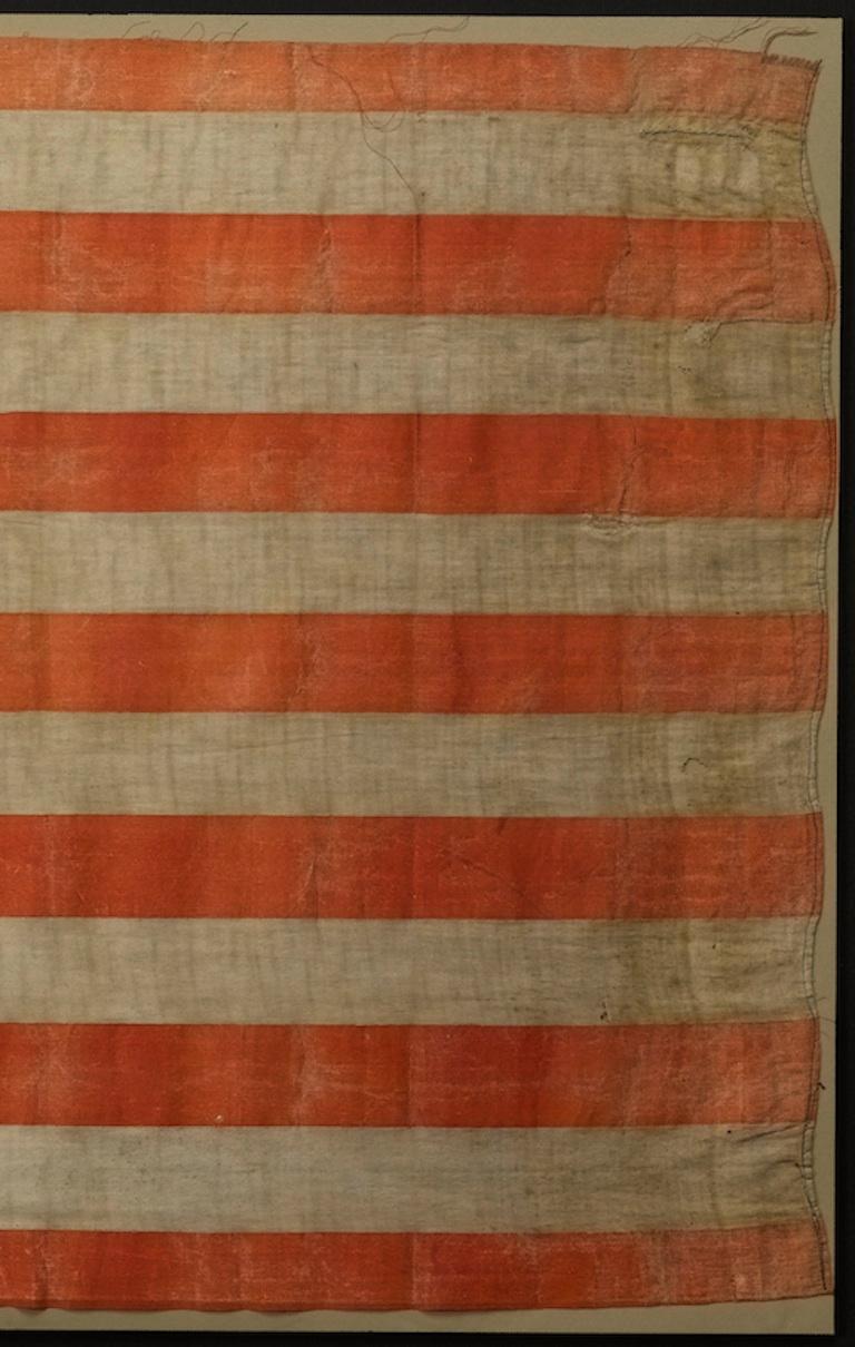 36-Star Antique American Flag with Rare Haloed Star Medallion, circa 1865 In Good Condition In Colorado Springs, CO