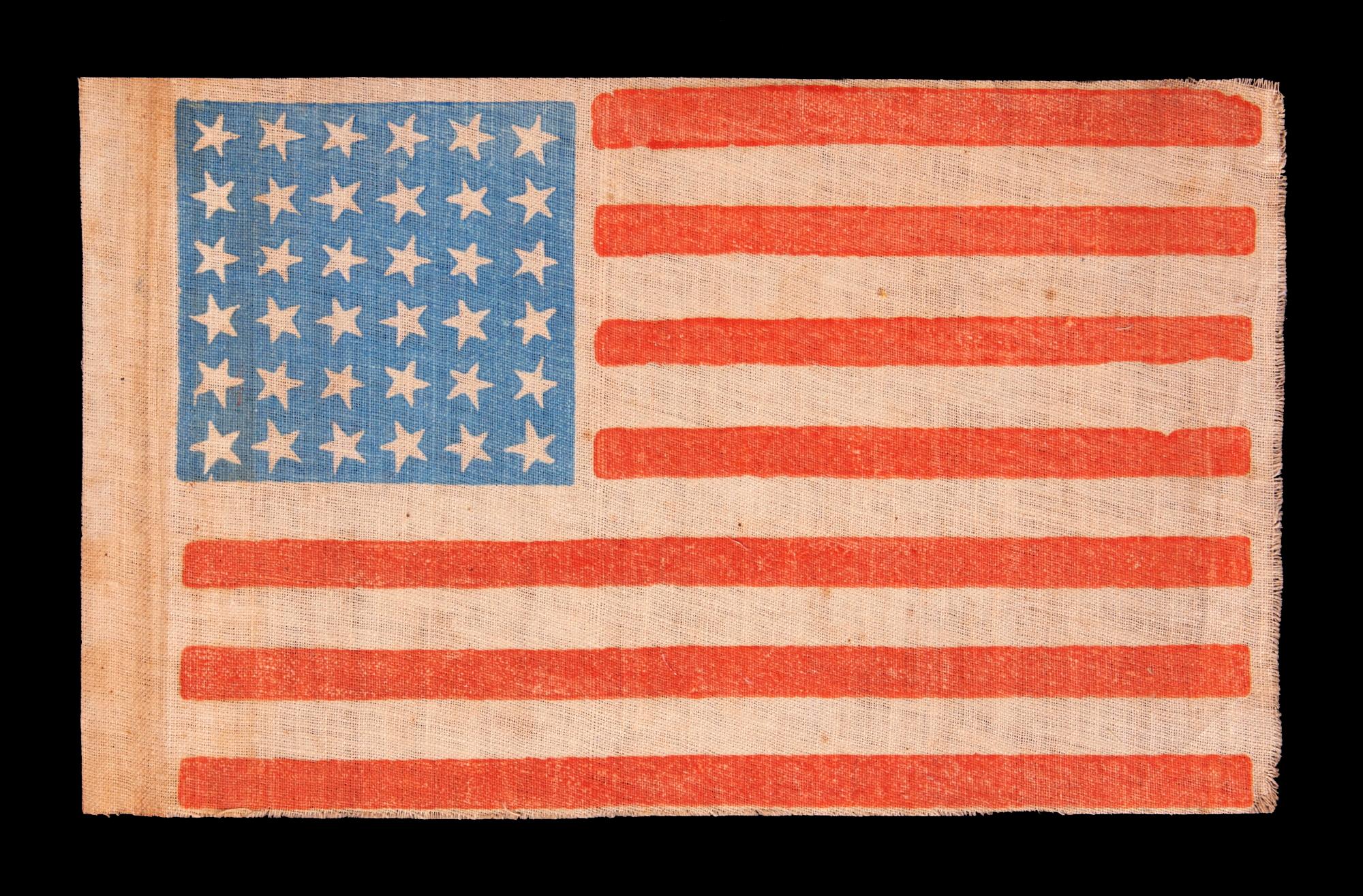 Mid-19th Century 36 Star Antique American Parade Flag, with Canted Stars, ca 1864-1867 For Sale