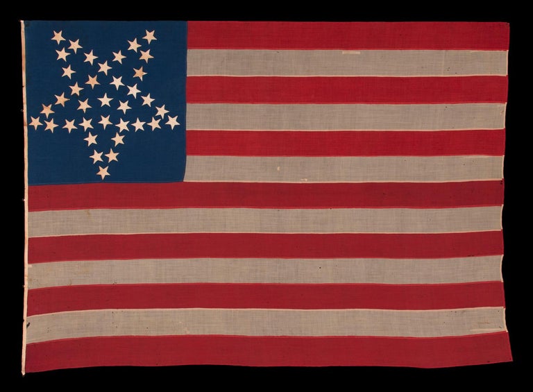 36 Stars 36 Star Antique Flag, Nevada Statehood, with Stars in the