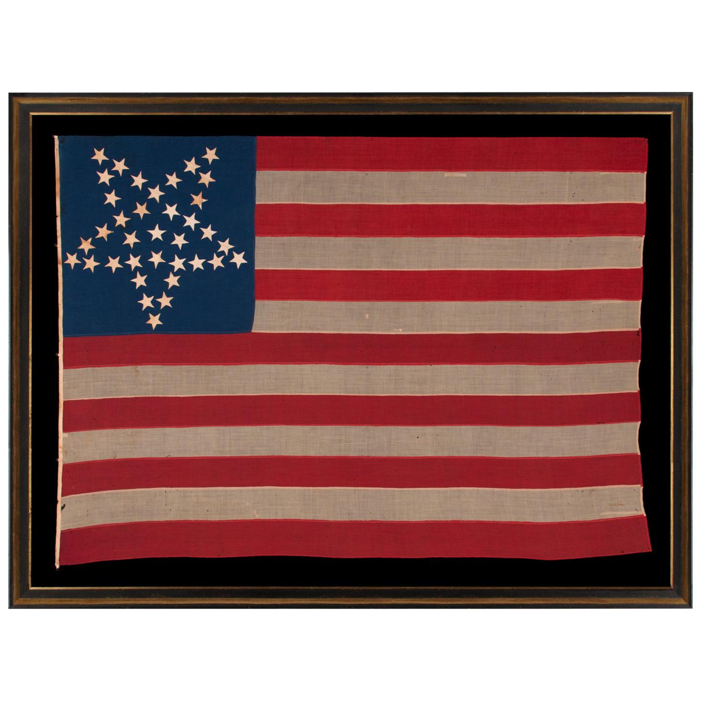 36 Star Antique Flag, Nevada Statehood, with Stars in the "Great Star" Pattern