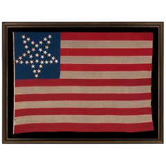 36 Star Antique Flag, Nevada Statehood, with Stars in the "Great Star" Pattern