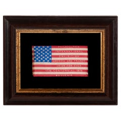 Antique 36 Star Flag Made of Woven Silk For the 1876 Centennial Expo