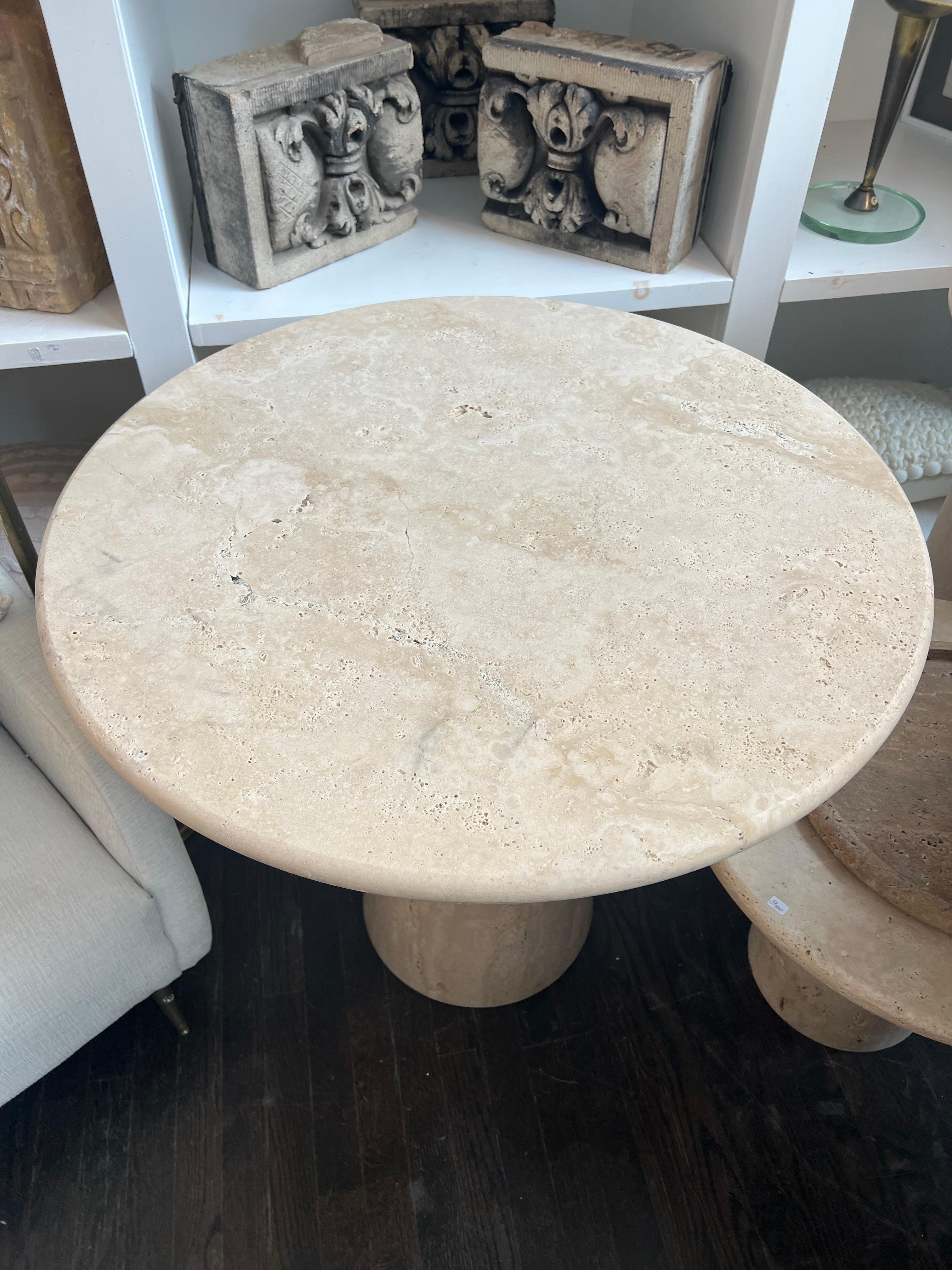 Hand-Crafted 36' Travertine Dining Table by Le Lampade NY