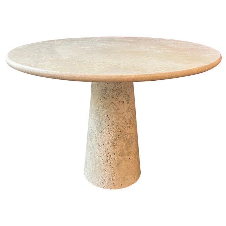 36' Travertine Dining Table by Le Lampade NY For Sale