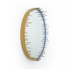 36" Two-Tone Resin Drip Mirror in Mustard and Thistle by Elyse Graham