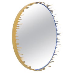 36" Two-Tone Resin Drip Mirror in Mustard and Thistle by Elyse Graham