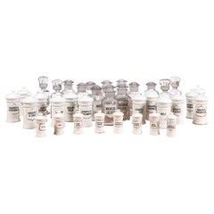 36 Tarros de farmacia Vintage Italian Glass o de porcelana con etiquetas, se venden por unidad