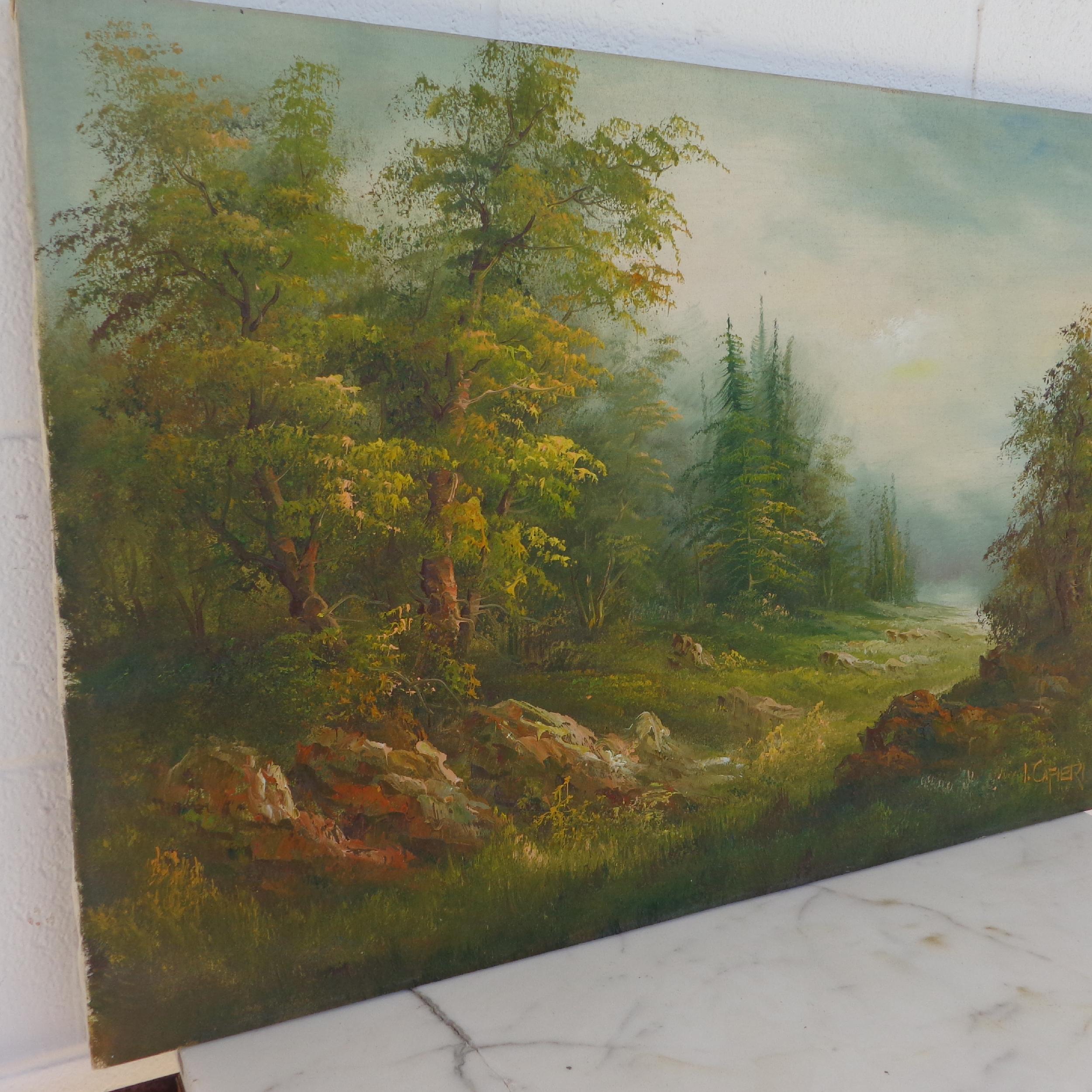 Paisaje pintado por Irene Cafieri siglo XX en venta