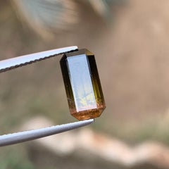3.60 Carat Bicolor Natural Tourmaline, Emerald Cut Loose Gemstone, Afghanistan