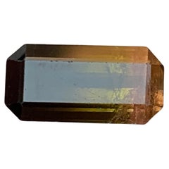 Gema suelta de turmalina natural bicolor de 3.60 quilates, talla esmeralda, Afganistán