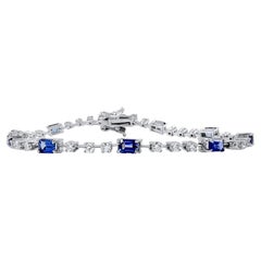 Bracciale tennis moda con zaffiro blu e diamante da 3,60 carati in oro bianco 14 carati Bracciale tennis moda con zaffiro blu e diamante da 3,60 carati in oro bianco 14 carati