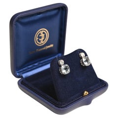 Cushion Cut Aquamarines Earrings (Approx 3.6-Carats), 18k White Gold