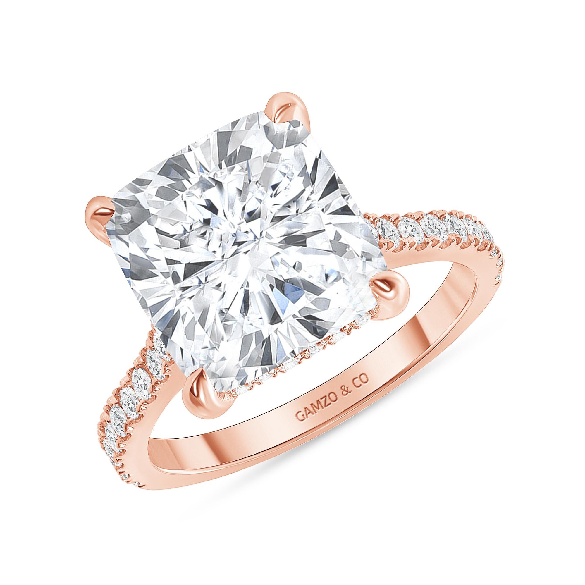 For Sale:  3.60 Carat Cushion Cut Engagement Ring Natural Round Diamonds GIA Certified VS 3