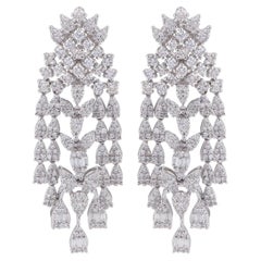 3.60 Carat Diamond 14 Karat White Gold Chandelier Earrings