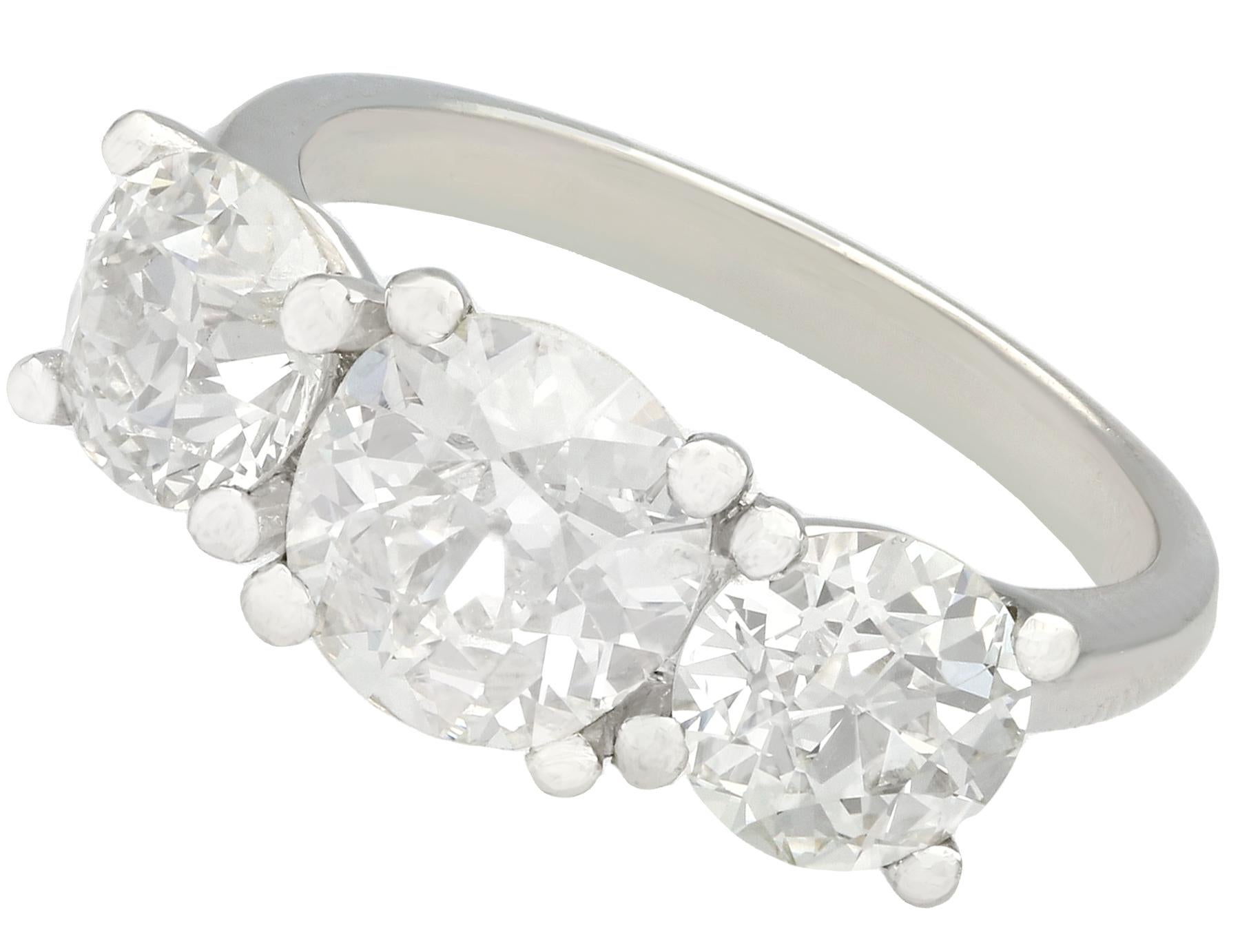 Women's or Men's 3.60 Carat Diamond and Platinum Trilogy Ring
