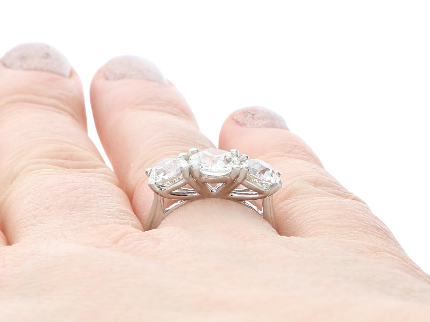 3.60 Carat Diamond and Platinum Trilogy Ring 5