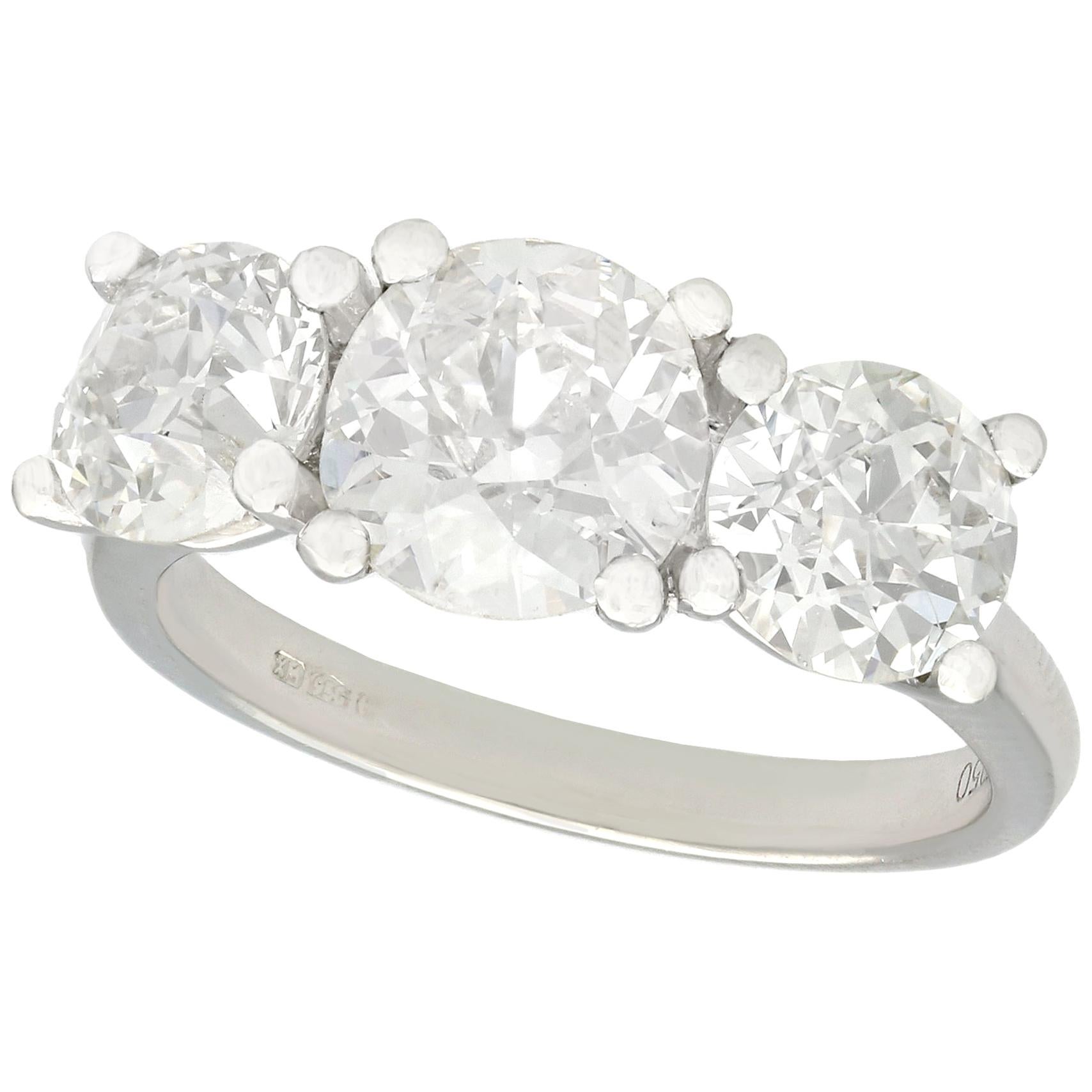 3.60 Carat Diamond and Platinum Trilogy Ring