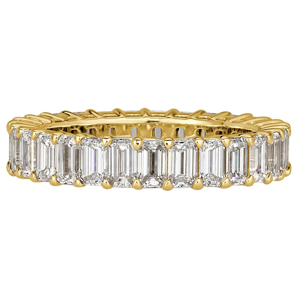 Mark Broumand 3.60 Carat Emerald Cut Eternity Band in 18 Karat Yellow Gold For Sale