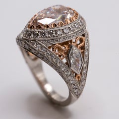 Diamant rose de 3,60 carats certifié GIA/Platine/18 carats. Bague Anthony Gerard DiMaggio