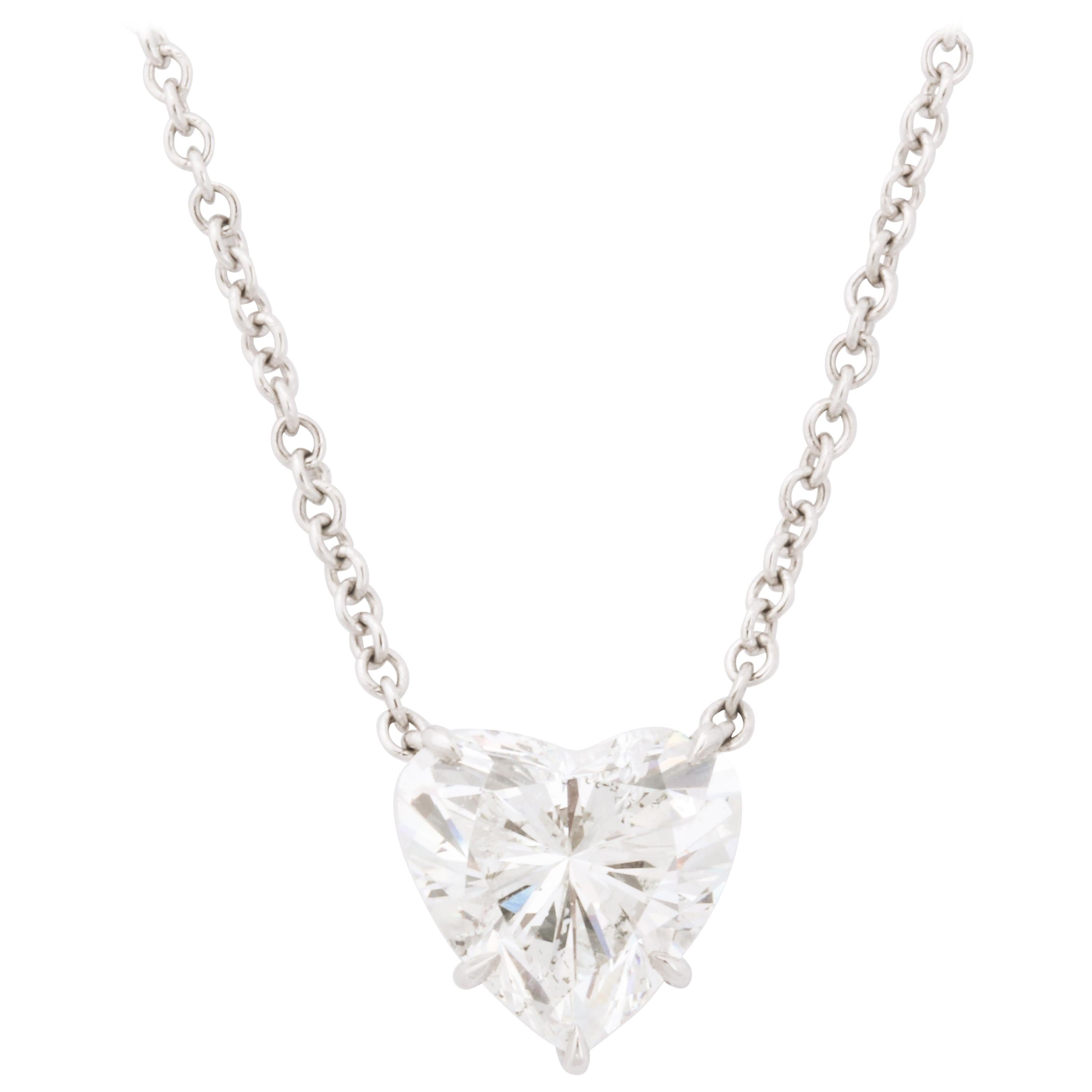 3.60 Carat GIA Certified Heart Shape Diamond Necklace at 1stDibs