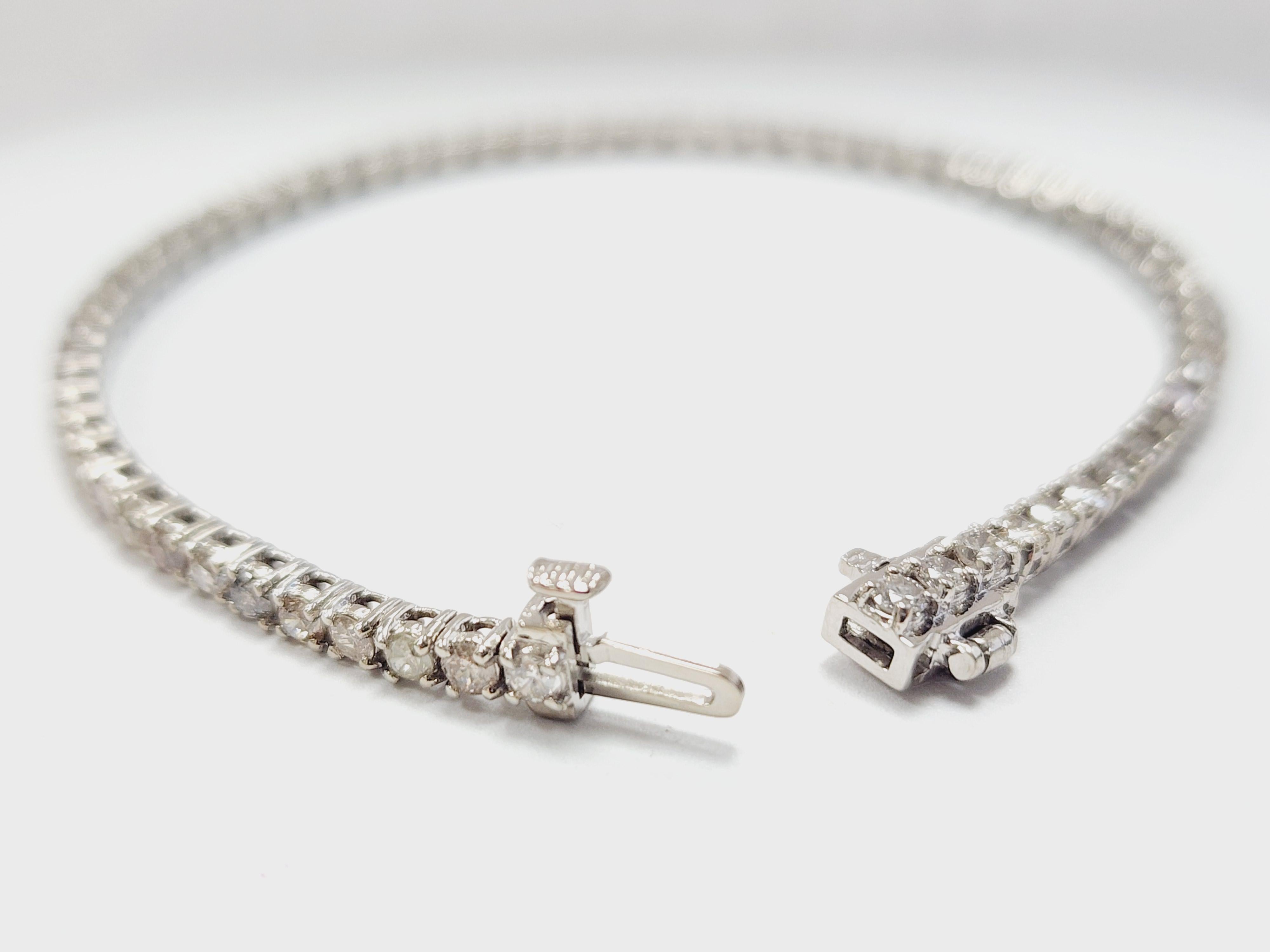 Brilliant Cut 3.60 Carat Natural Diamond Tennis Bracelet 14 Karat White Gold
