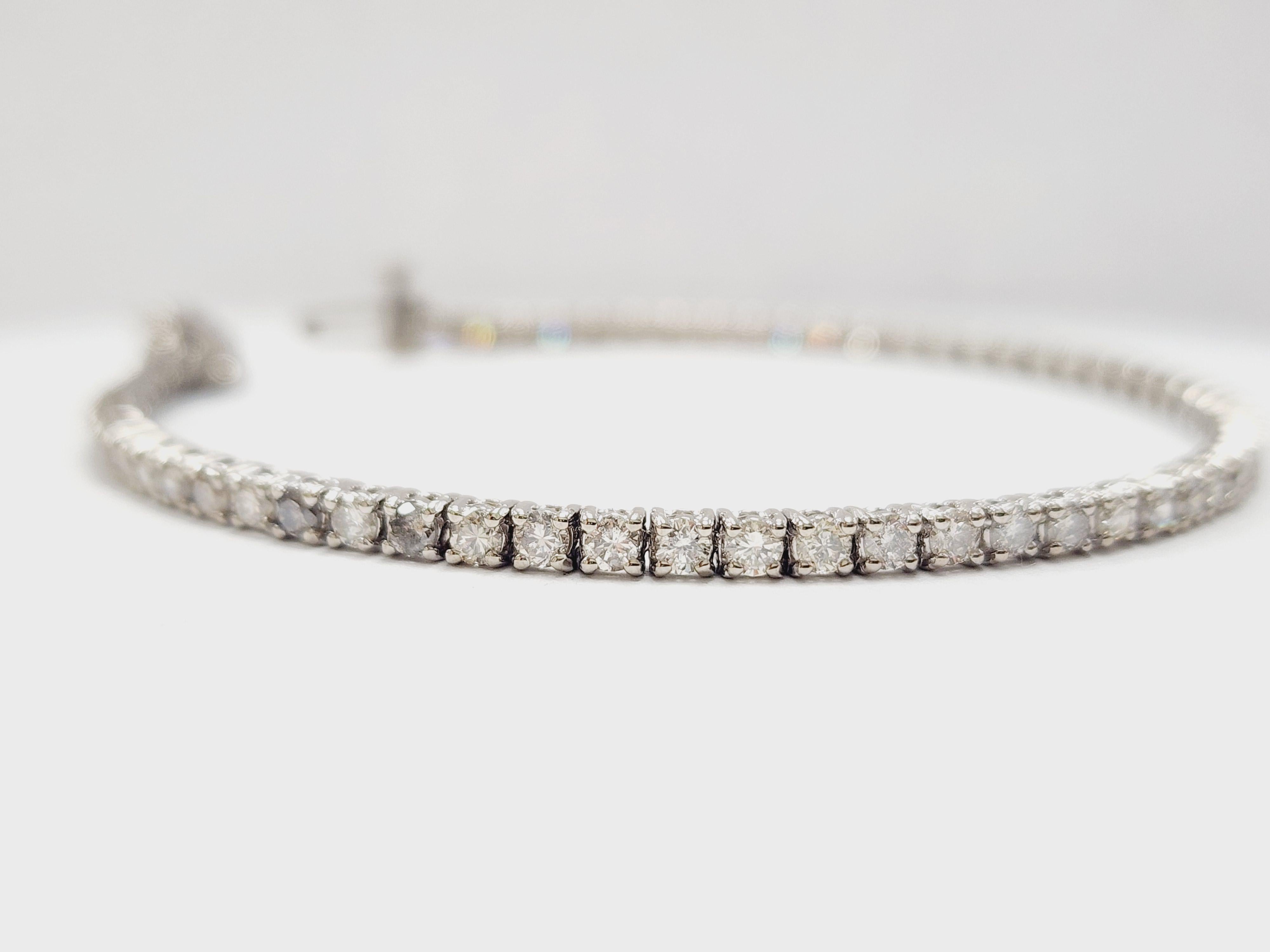 Women's or Men's 3.60 Carat Natural Diamond Tennis Bracelet 14 Karat White Gold