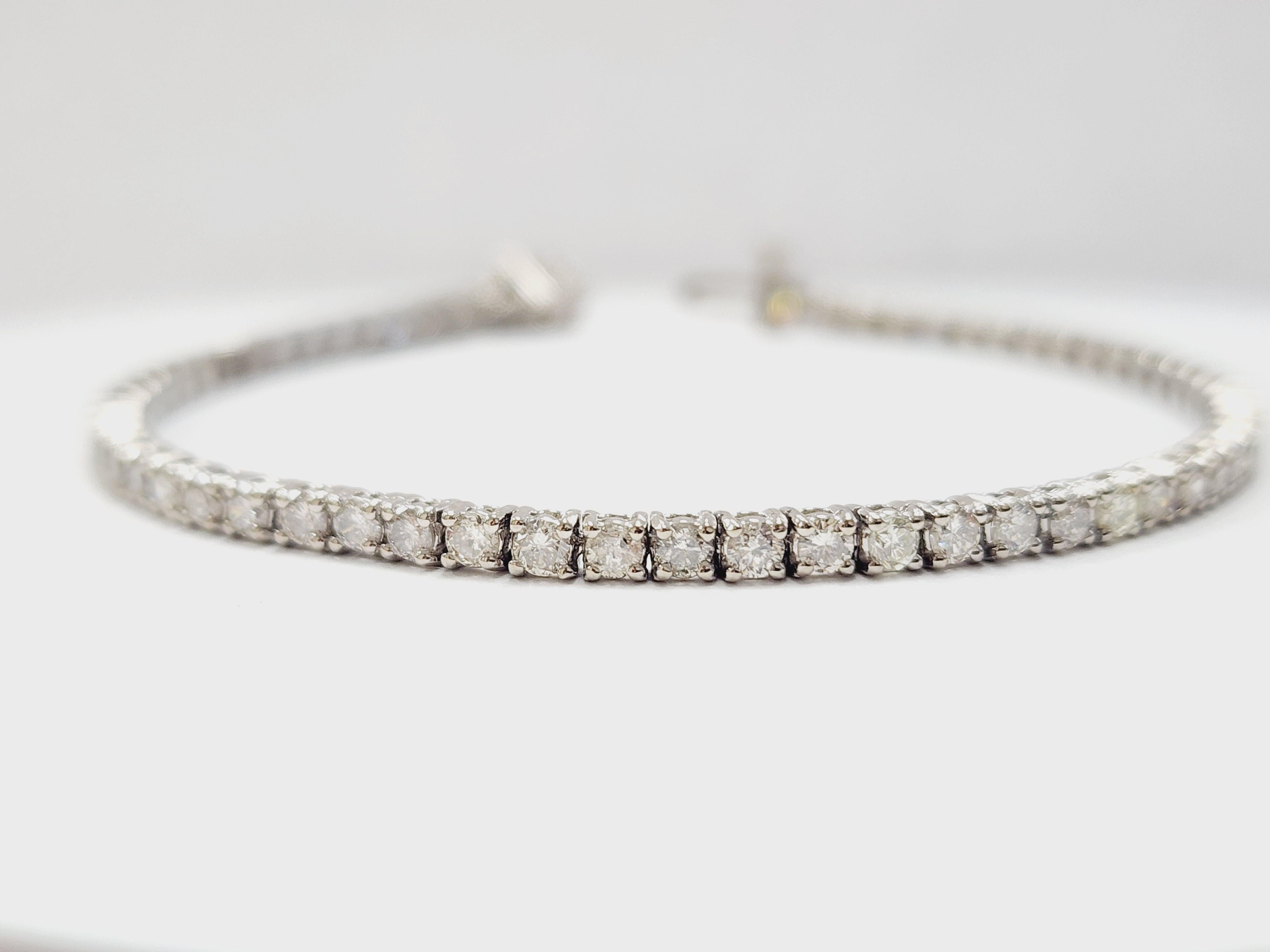 3.60 Carat Natural Diamond Tennis Bracelet 14 Karat White Gold 1