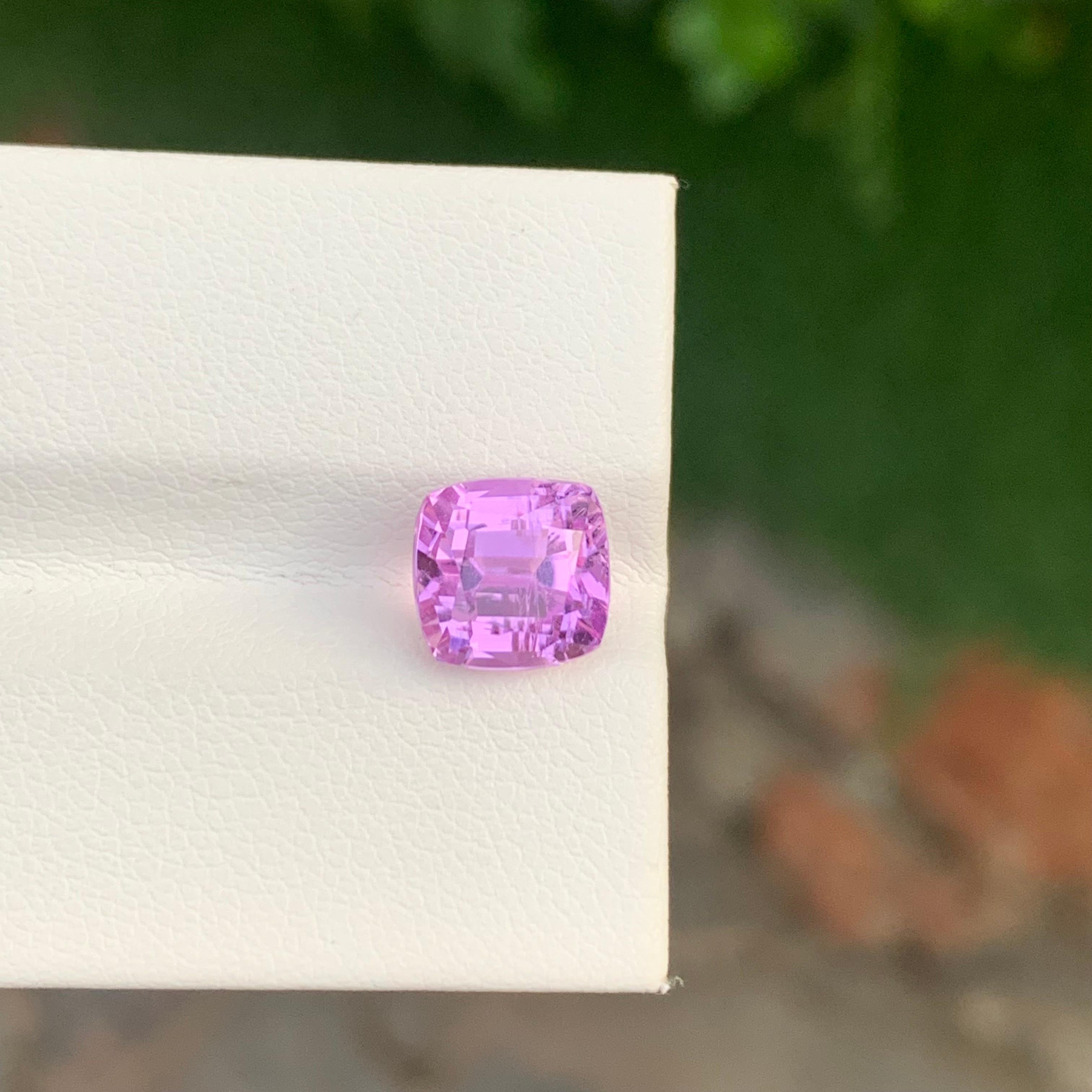 Arts and Crafts 3.60 Carat Natural Loose Pink Kunzite Cushion Shape Gem For Jewellery