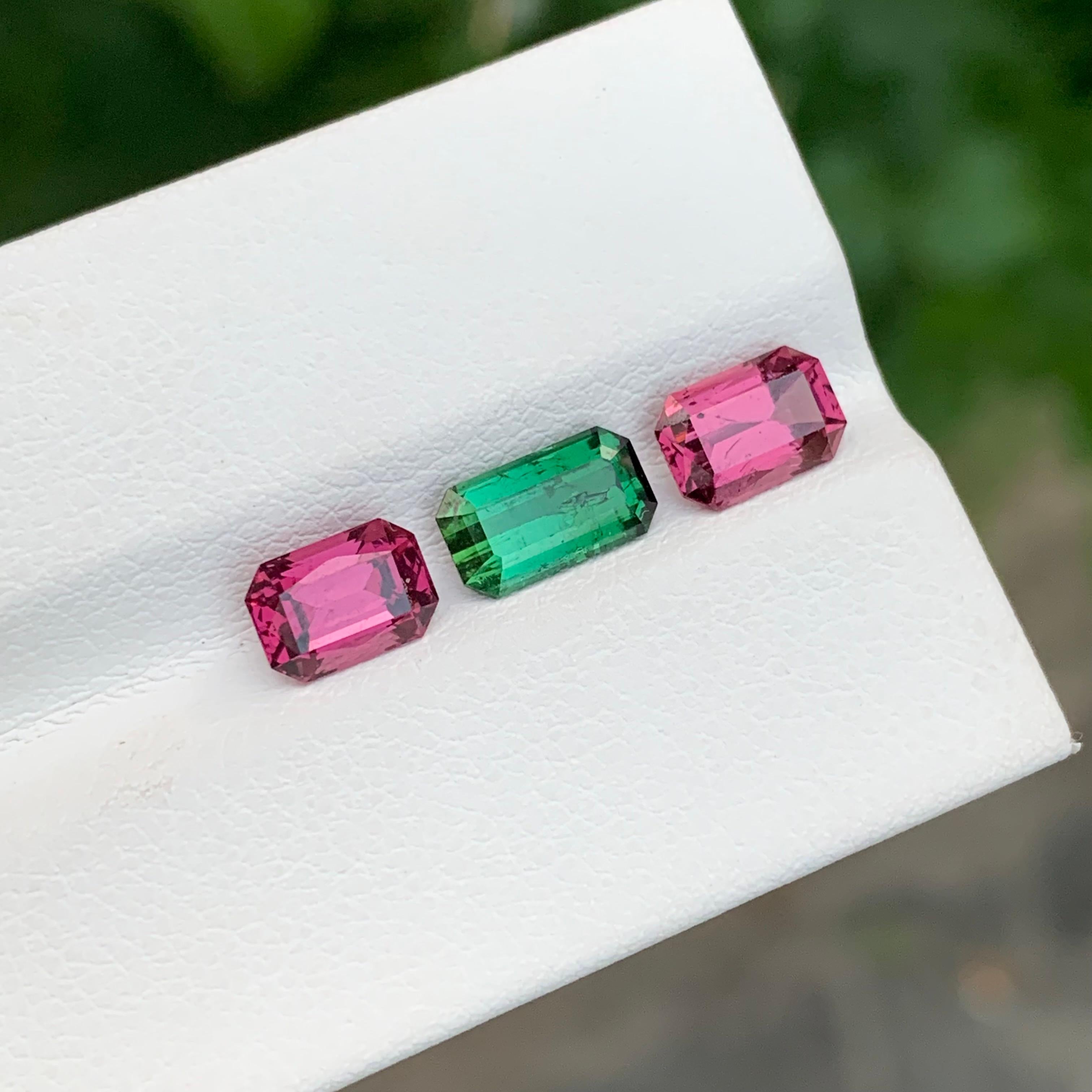 Emerald Cut 3.60 Carat Natural Loose Tourmaline Lot For Jewellery Making For Sale