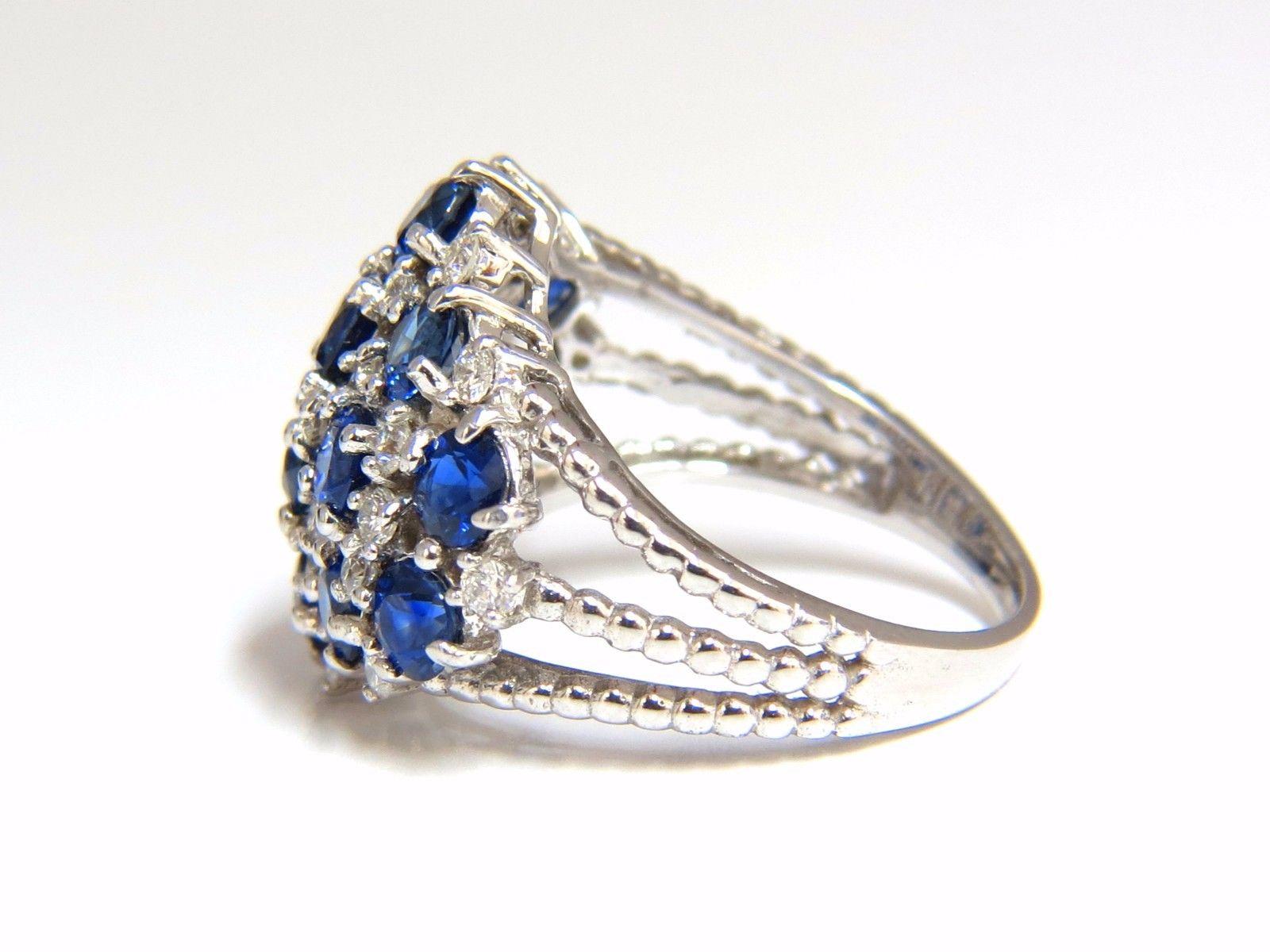 3.60 Carat Natural Sapphire Diamond Cocktail Dome Ring Split Shank 14 Karat In New Condition For Sale In New York, NY