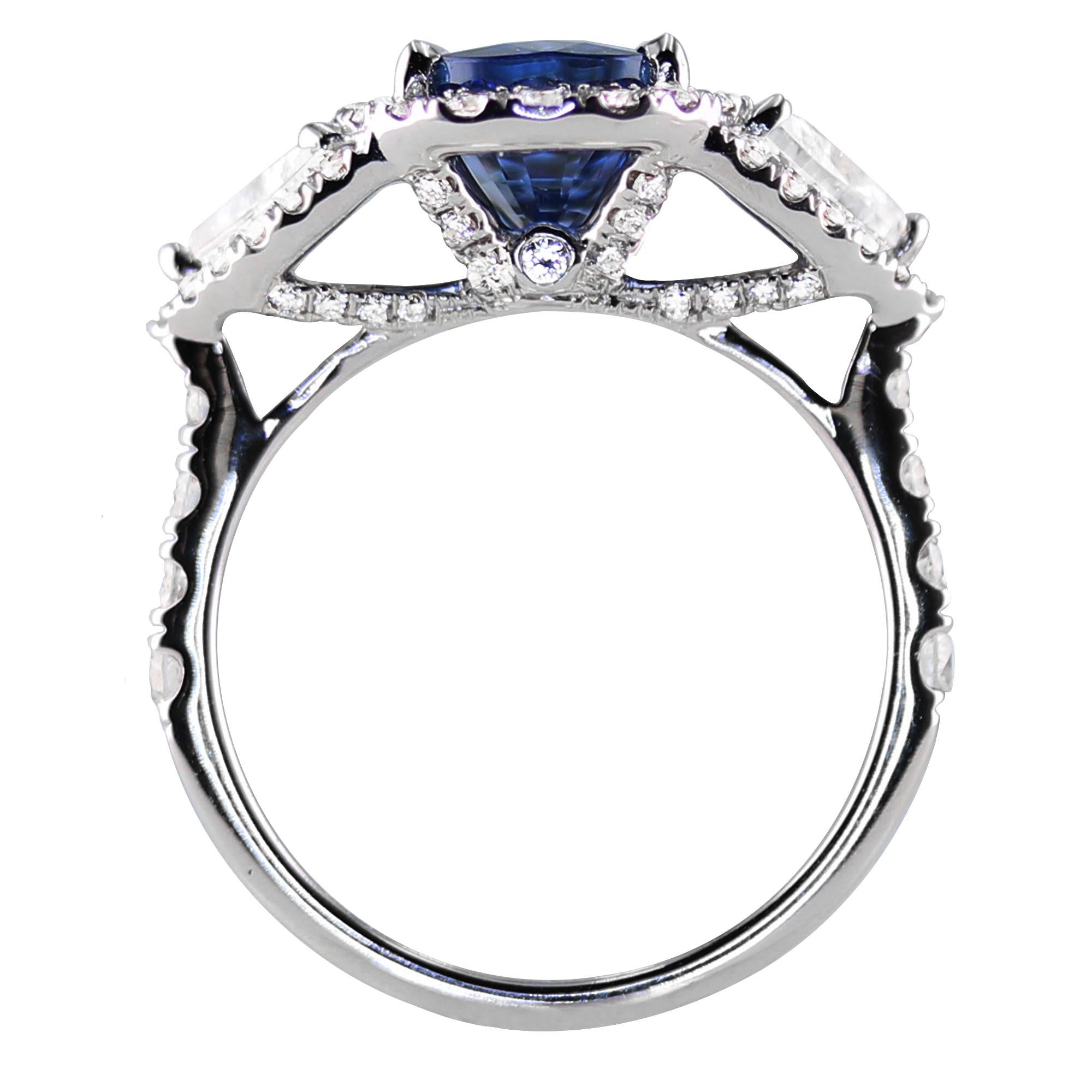 Women's 3.60 Carat Blue Sapphire White Gold Cocktail Ring For Sale