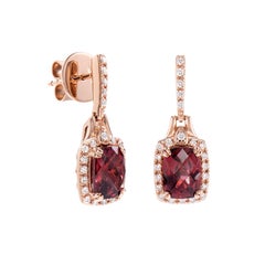 Sunita Nahata Rhodolite 3.60ct. Drop Earring in 18KRG with White Diamond