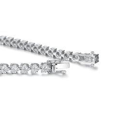 3.60 Carat Round Brilliant Diamond Cluster Tennis Bracelet in 18 Karat W Gold