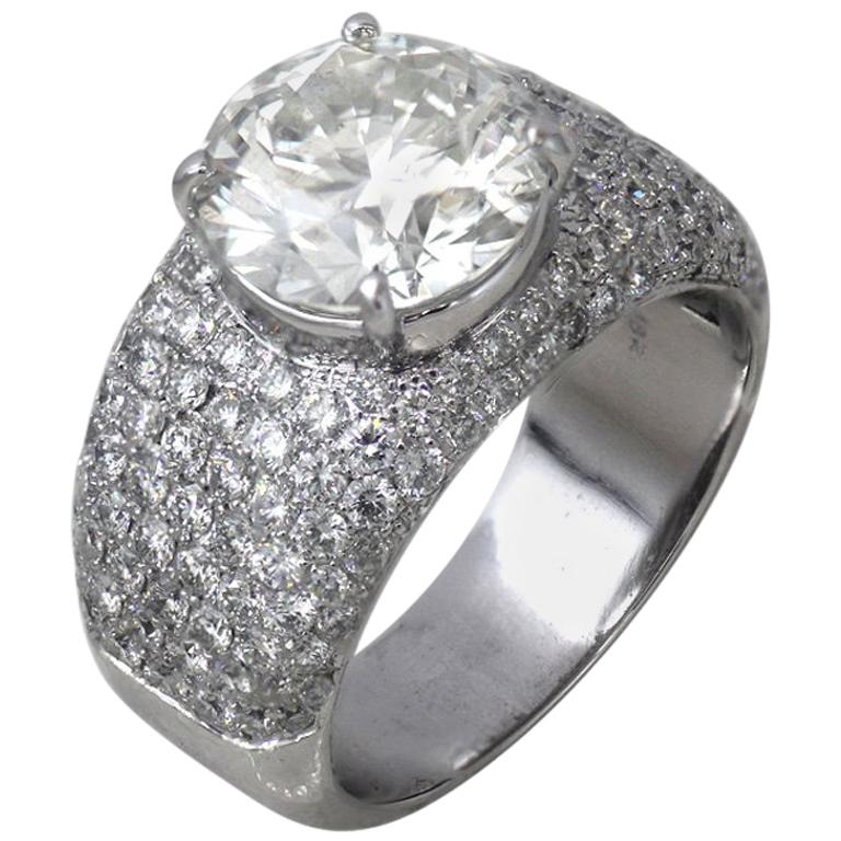 3.60+ Carat Round K VS2 Pave Diamond Engagement Ring 19 Karat W, Ben Dannie For Sale