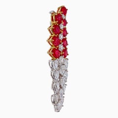 3.60 carat Ruby and Diamond Brooch in 18 Karat White Gold