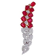 3.60 carat Ruby and Diamond Brooch in 18 Karat White Gold