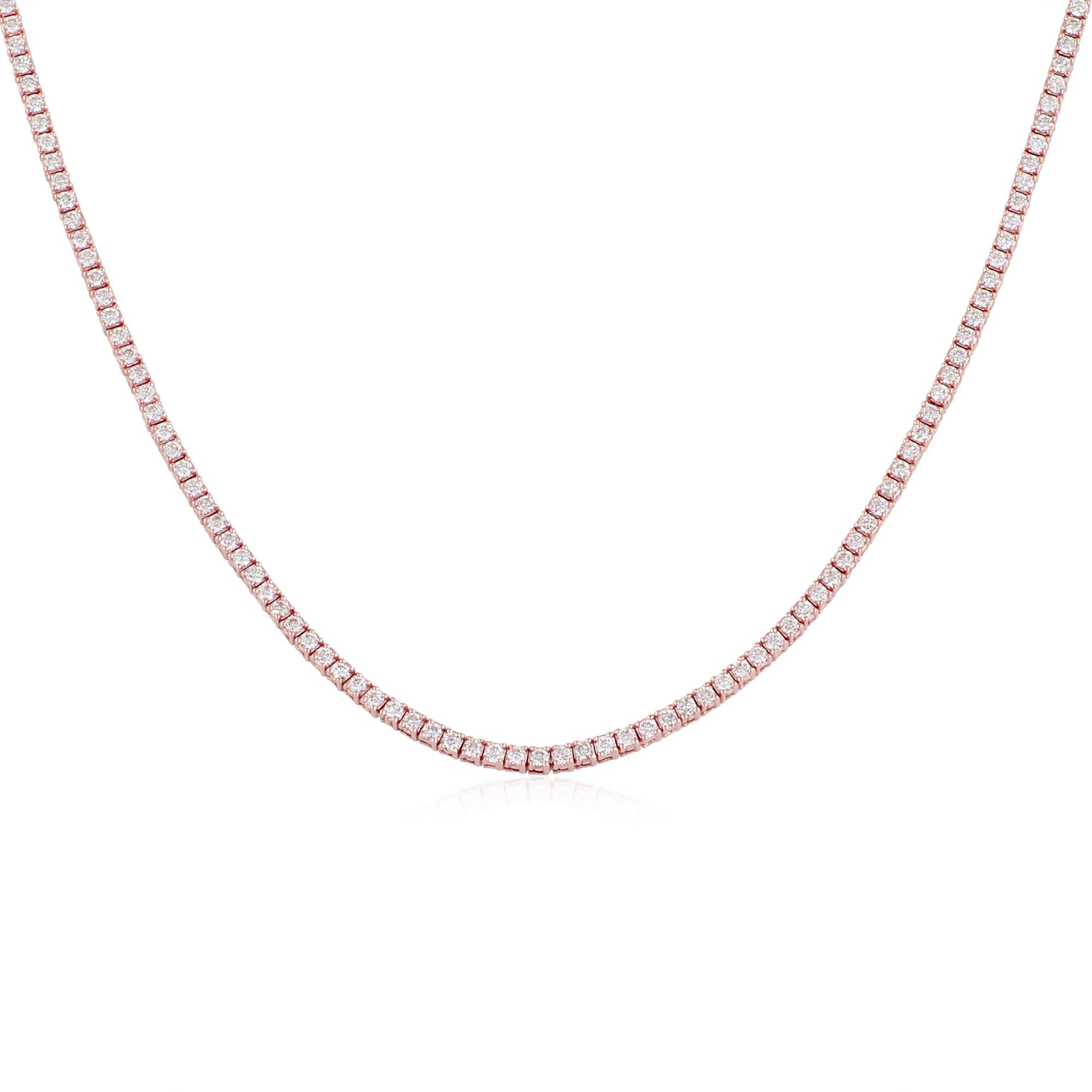 Indulge in the captivating beauty of the 3.60 Carat SI Clarity HI Color Diamond Chain Necklace in 14 Karat Rose Gold. Let the brilliance of the diamonds and the allure of rose gold elevate your style and capture hearts wherever you go. This necklace