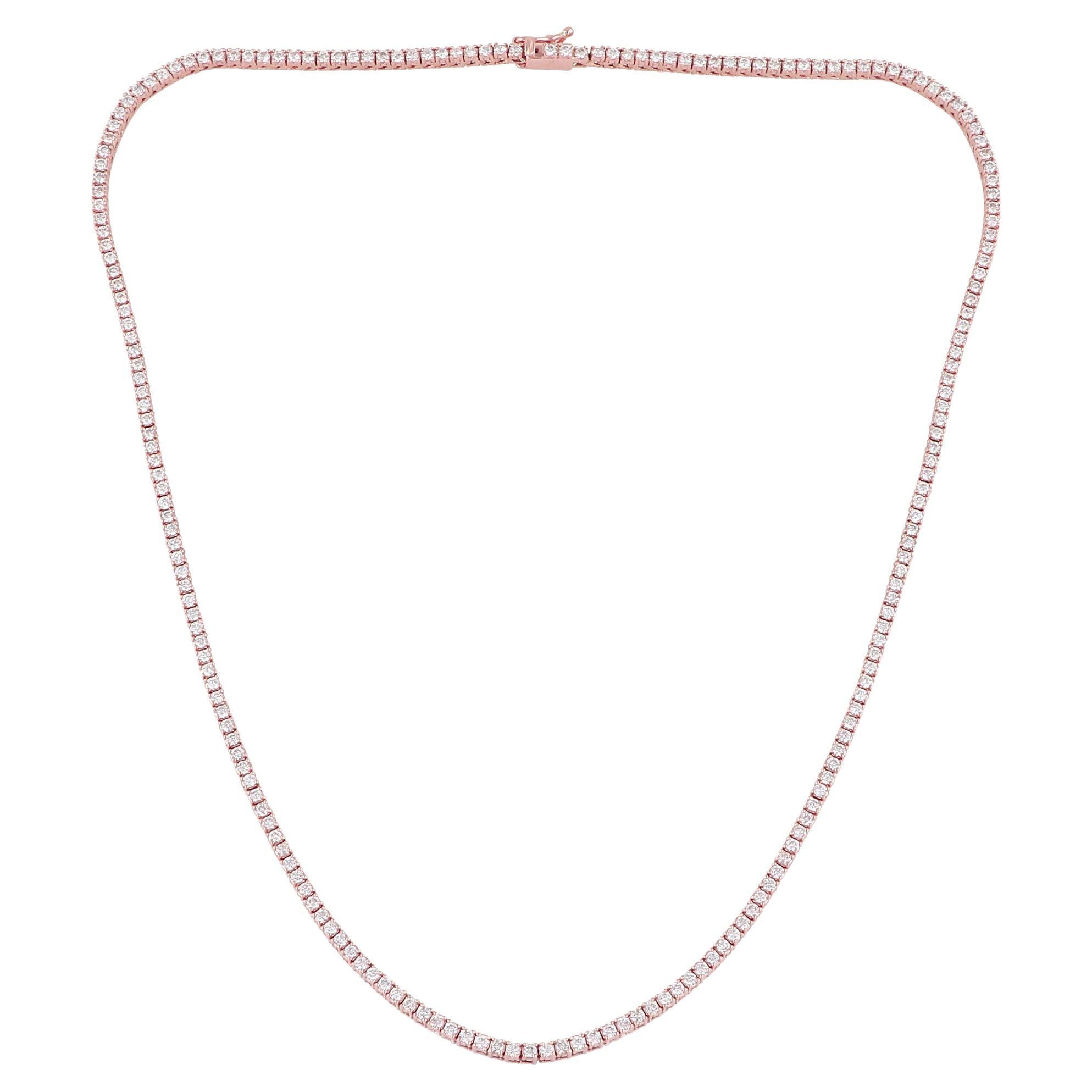 3.60 Carat SI Clarity HI Color Diamond Chain Necklace 14 Karat Rose Gold Jewelry