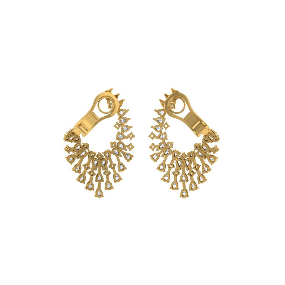 Modern 3.60 Carat SI/H Pear Round Brilliant Cut Diamond Earrings 14 Karat Yellow Gold For Sale
