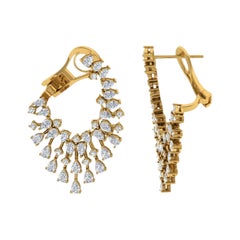 Pendientes de diamantes talla brillante redonda pera SI/H de 3,60 quilates y 14 quilates de oro amarillo