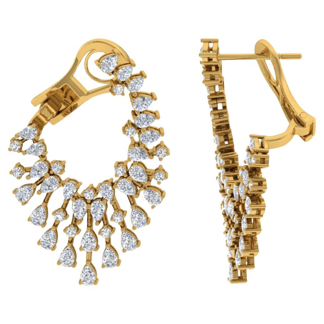 3,60 Carati SI/H Pear Round Brilliante Cut Diamond Orecchini in oro giallo 14 carati