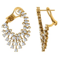 3,60 Carati SI/H Pear Round Brilliante Cut Diamond Orecchini in oro giallo 14 carati