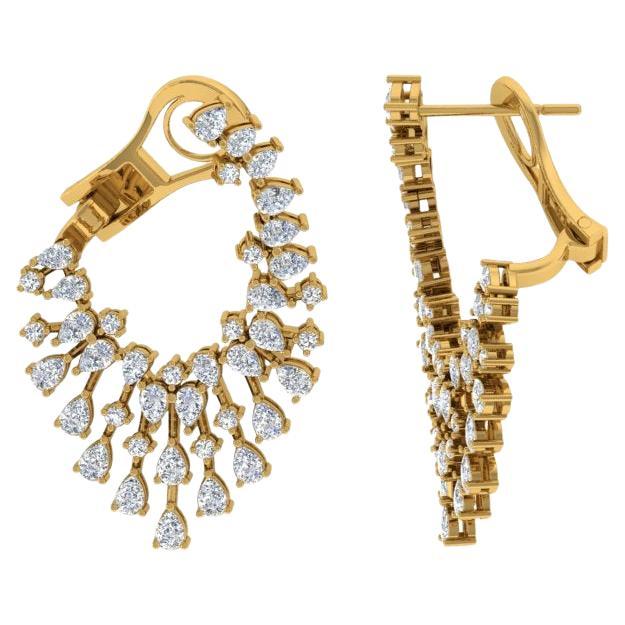 3.60 Carat SI/H Pear Round Brilliant Cut Diamond Earrings 18 Karat Yellow Gold